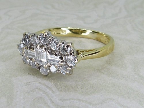 Antique Guest and Philips - Diamond Set, Yellow Gold - White Gold - Cluster Ring R5739