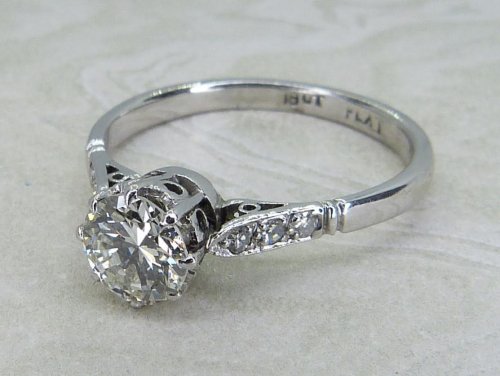 Antique Guest and Philips - Diamond Set, White Gold - Platinum - Single Stone Ring R5699