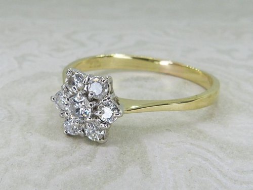 Antique Guest and Philips - Diamond Set, Yellow Gold - White Gold - Cluster Ring R5741