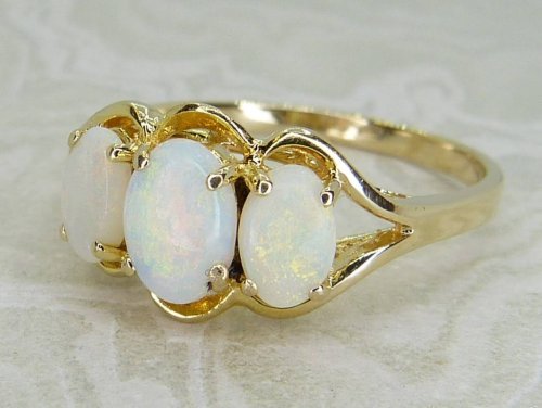 Antique Guest and Philips - Opal Set, Yellow Gold - Three Stone Ring R5772