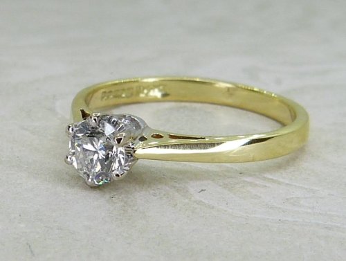 Antique Guest and Philips - Diamond Set, Yellow Gold - White Gold - Single Stone Ring R5674