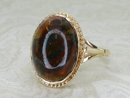 Antique Guest and Philips - Agate Set, Yellow Gold - Single Stone Ring R5753