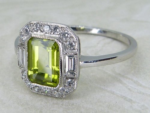 Antique Guest and Philips - Peridot Set, Platinum - Cluster Ring R5696