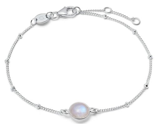 Daisy - Rainbow Moonstone Healing Stone, Sterling Silver Bracelet hbr1011-slv