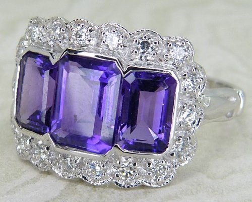 Antique Guest and Philips - Amethyst Set, White Gold - Cluster Ring R5542