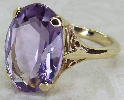 Antique Guest and Philips - Amethyst Set, Yellow Gold - Single Stone Ring R5575