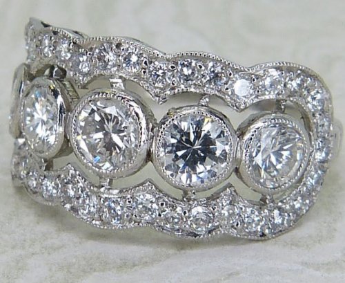 Antique Guest and Philips - Diamond Set, Platinum - Cluster Ring R5554