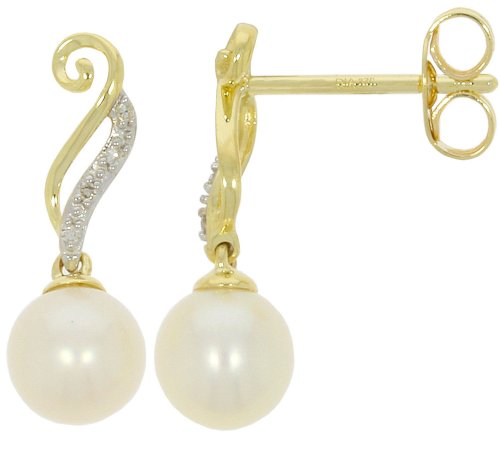 Guest and Philips - Pearl Set, White Gold - Yellow Gold - 9ct FWCP D 2pt 8st Earrings 09EADG87130