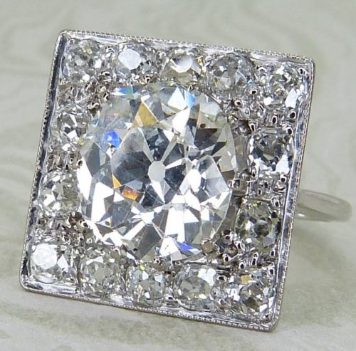 Antique Guest and Philips - Diamond Set, White Gold - Cluster Ring R5522