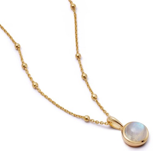 Daisy - Rainbow Moonstone Healing Stone, Yellow Gold Plated NECKLACE HN2011-GP