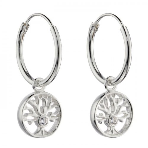 Gecko - Cubic Zirconia Set, Sterling Silver - HOOP EARRINGS E6046C