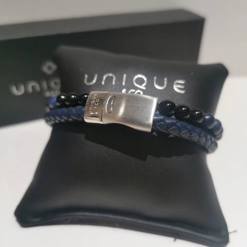 Unique - Leather and Bead - Bracelet, Size 21cm B539-21CM