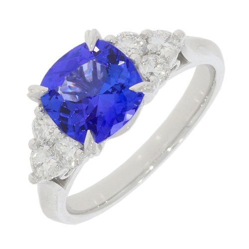 Guest and Philips - Tanzanite Set, Platinum - D 50pt 6st Tan Cushion Ring PLRIDG87345