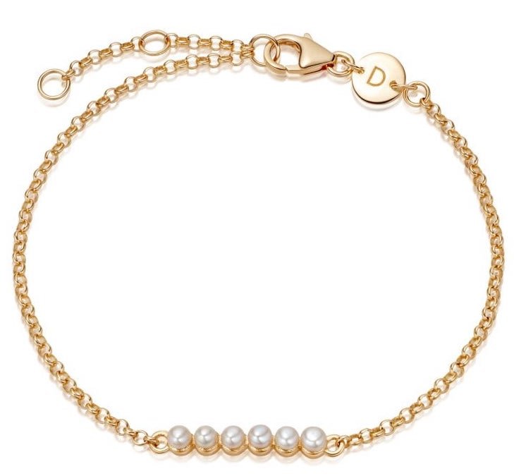 Daisy - Pearl Set, Sterling Silver - Yellow Gold Plated - Bracelet