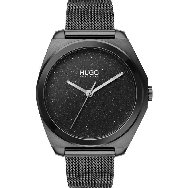 hugo black ip black dial bracelet watch